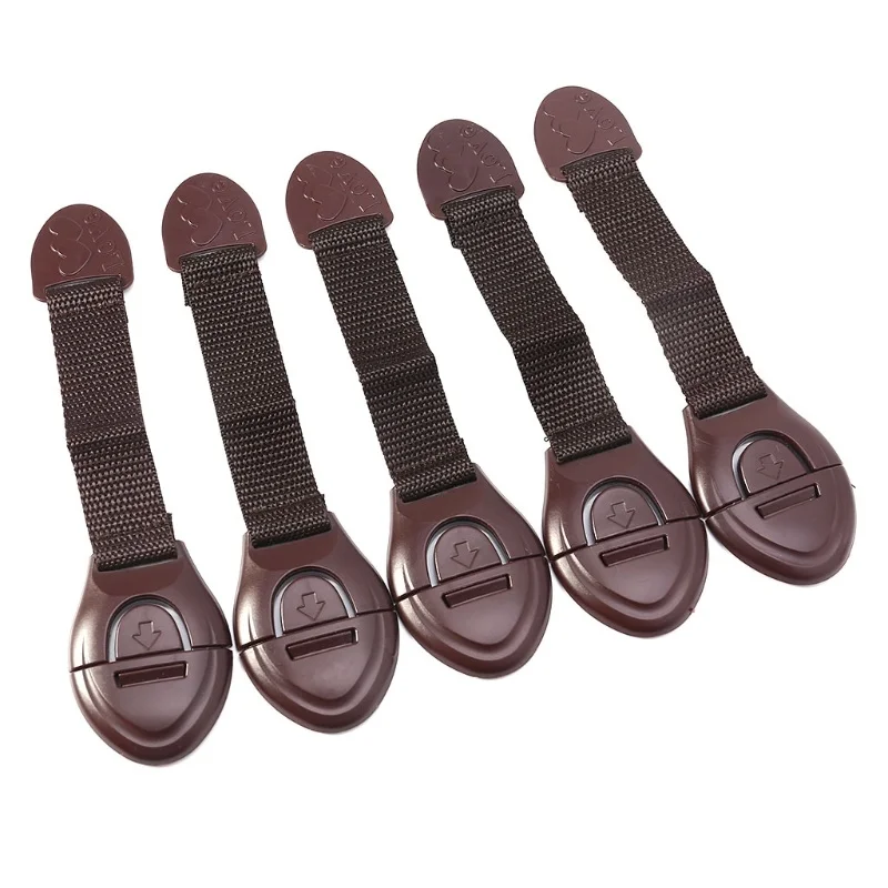 Furniture Hardware Supplies - 5pcs/lot Brown Cabinet Safety Lock for