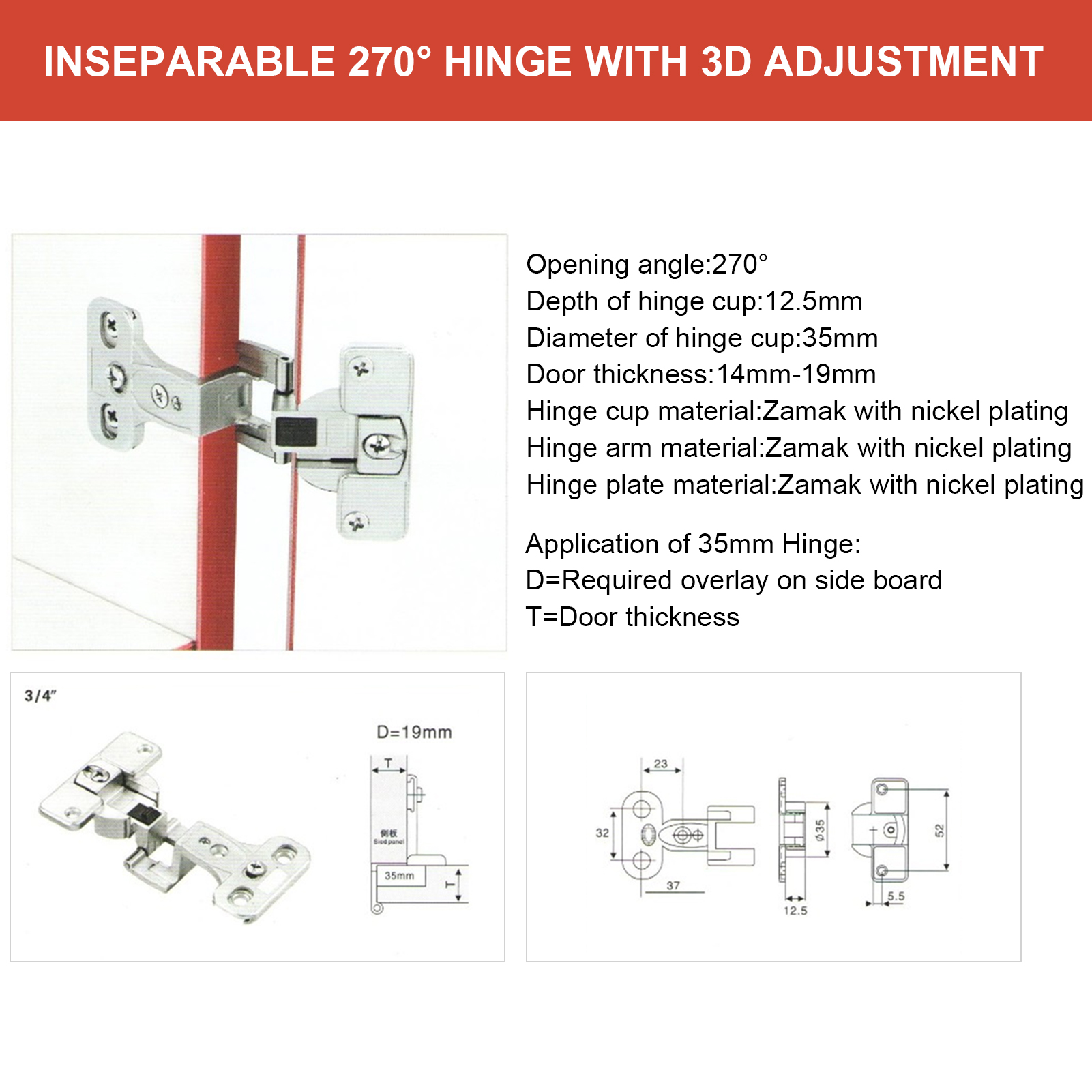 270 Degrees Zinc Alloy Furnitu - Furniture Hardware Replacement Parts recensione e prezzo